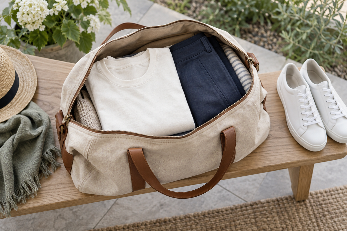 A Weekend Packing List Built Around Three Easy Outfits — illustrated shopping guide