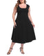 Women's Plus Size Midi Summer Dress Fit and Flare Cap Sleeve Sundresses