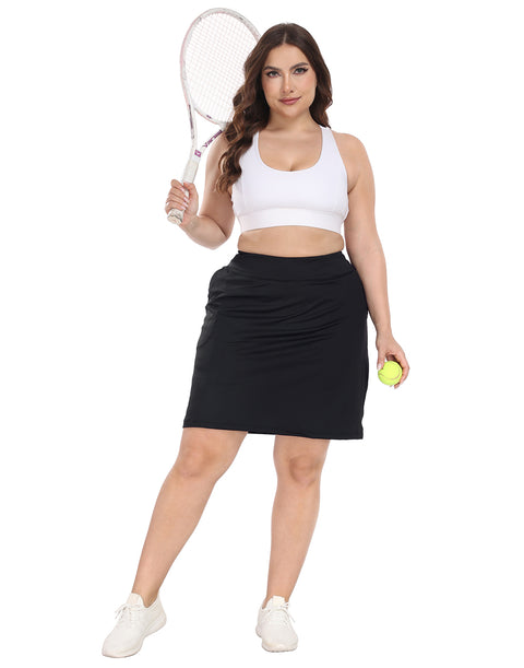 Plus Size Athletic Skort Golf Tennis Skirt with Bike Shorts & Pockets