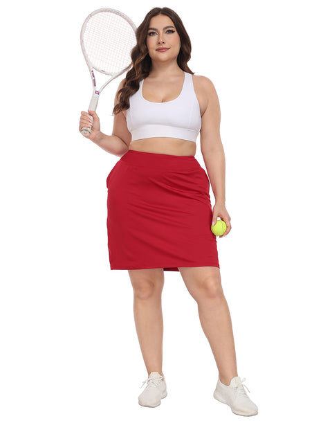 Plus Size Athletic Skort Golf Tennis Skirt with Bike Shorts & Pockets