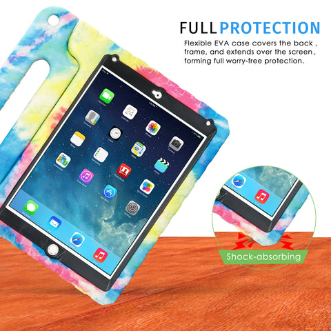 Shockproof Case for iPad 9.7 Inch 5th Gen / 6th Gen (2018/2017) with Built in Screen Protector - Tie Dye Print