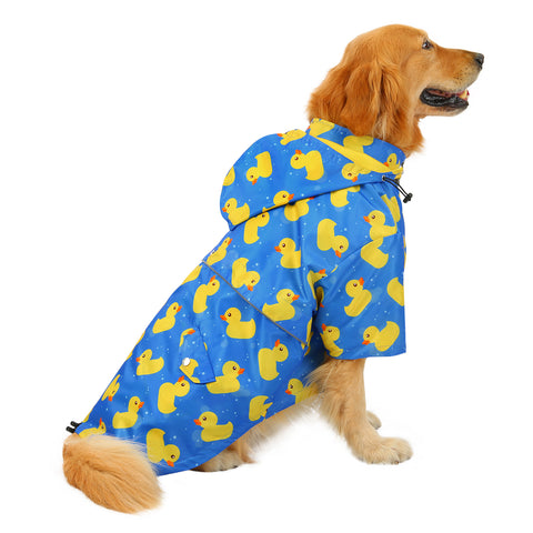 Blue Ducks Dog Double Layer Zip Up Dog Raincoat With Hood