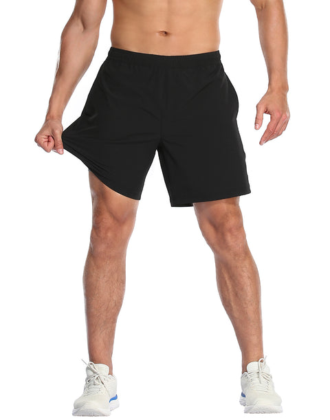 Black Workout Shorts with Grey Compression Liner 7 inch Inseam