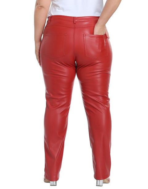 Plus Size Faux Leather Pants w/ Pockets