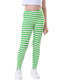Girl's Green and White Stripes Ultra Soft Leggings
