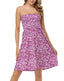 Leafy Floral Strapless Mini Dress