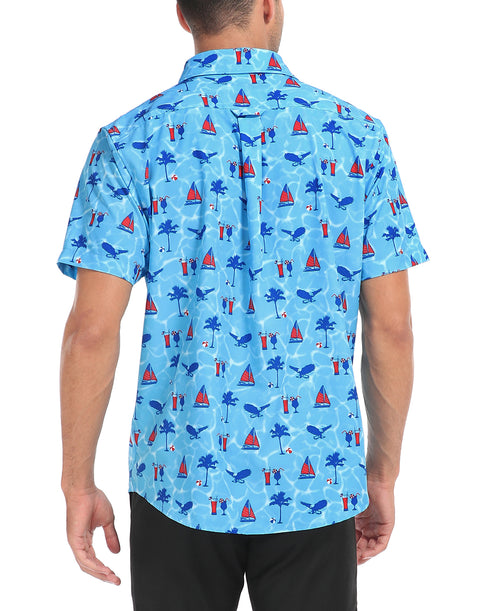 Mens Short Sleeve Button Down Hawaiian Dress Shirt