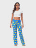 Model posing in blue duck pajama pants rotating in a circle showing all angles off the sleepwear  apparel