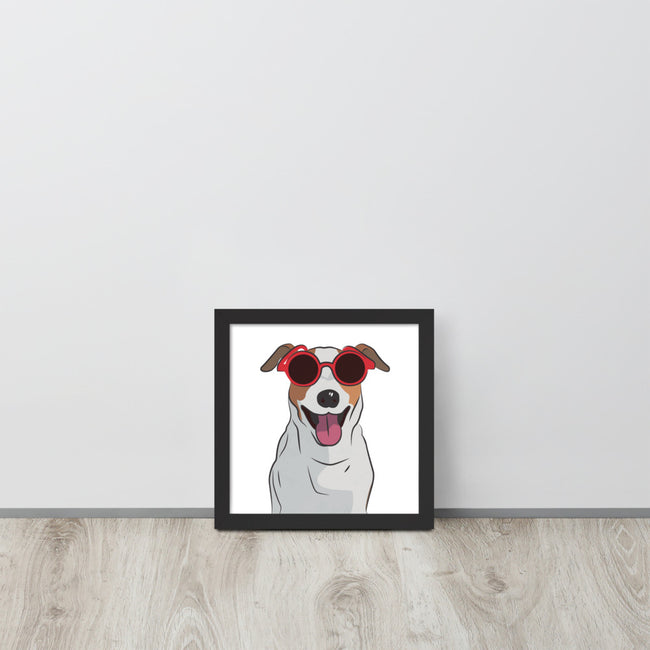 Jack Russell Terrier Framed Poster Wall Art in Black – side view