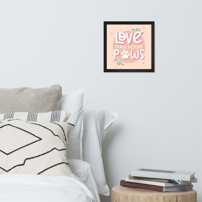Love Has Four Paws Framed Poster Wall Art in Black – side view