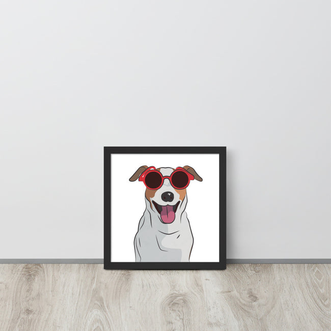 Jack Russell Terrier Framed Poster Wall Art in Black – close-up detail