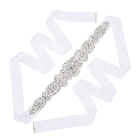 HDE Rhinestone Wedding Bridal Belts and Sashes with Ribbon for Bridal Gown Dress