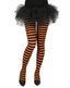 Striped Opaque Tights Footed Pantyhose in E. Black and Orange