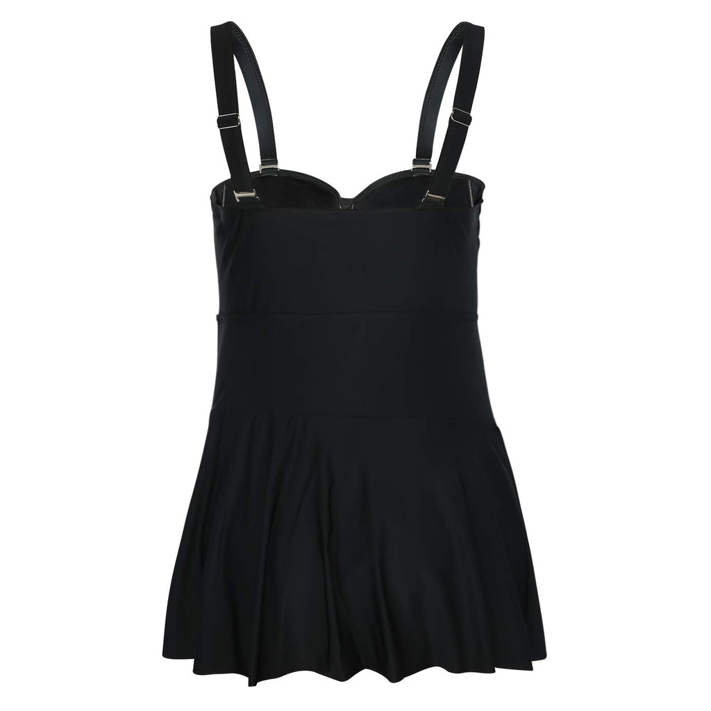 Plus Size Swimsuit - HDE - Black White Magnolia