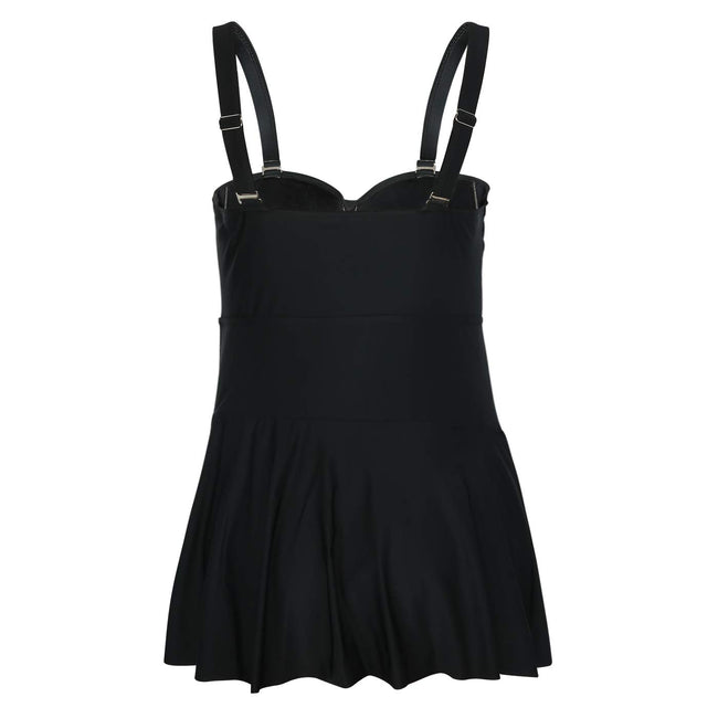 Plus Size Swimsuit - HDE - Black White Magnolia