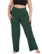 HDE Plus Size Wide Leg Cotton Yoga Pants for Women High Waist Workout Leggings