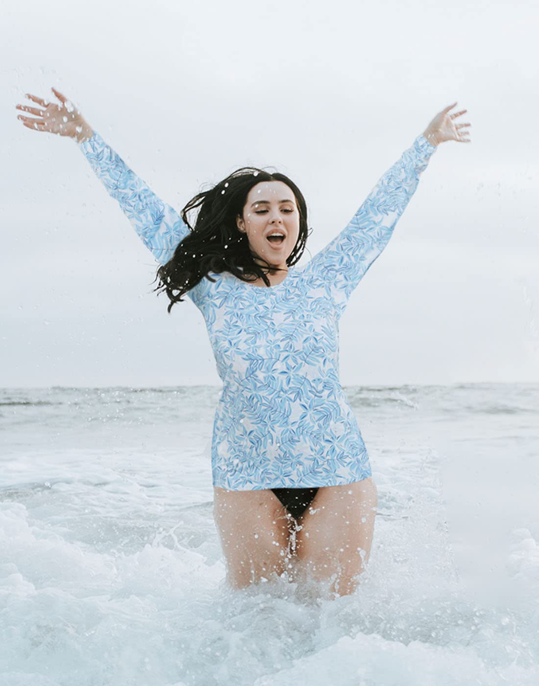 Swim Shirts for Women - HDE - Blue Floral