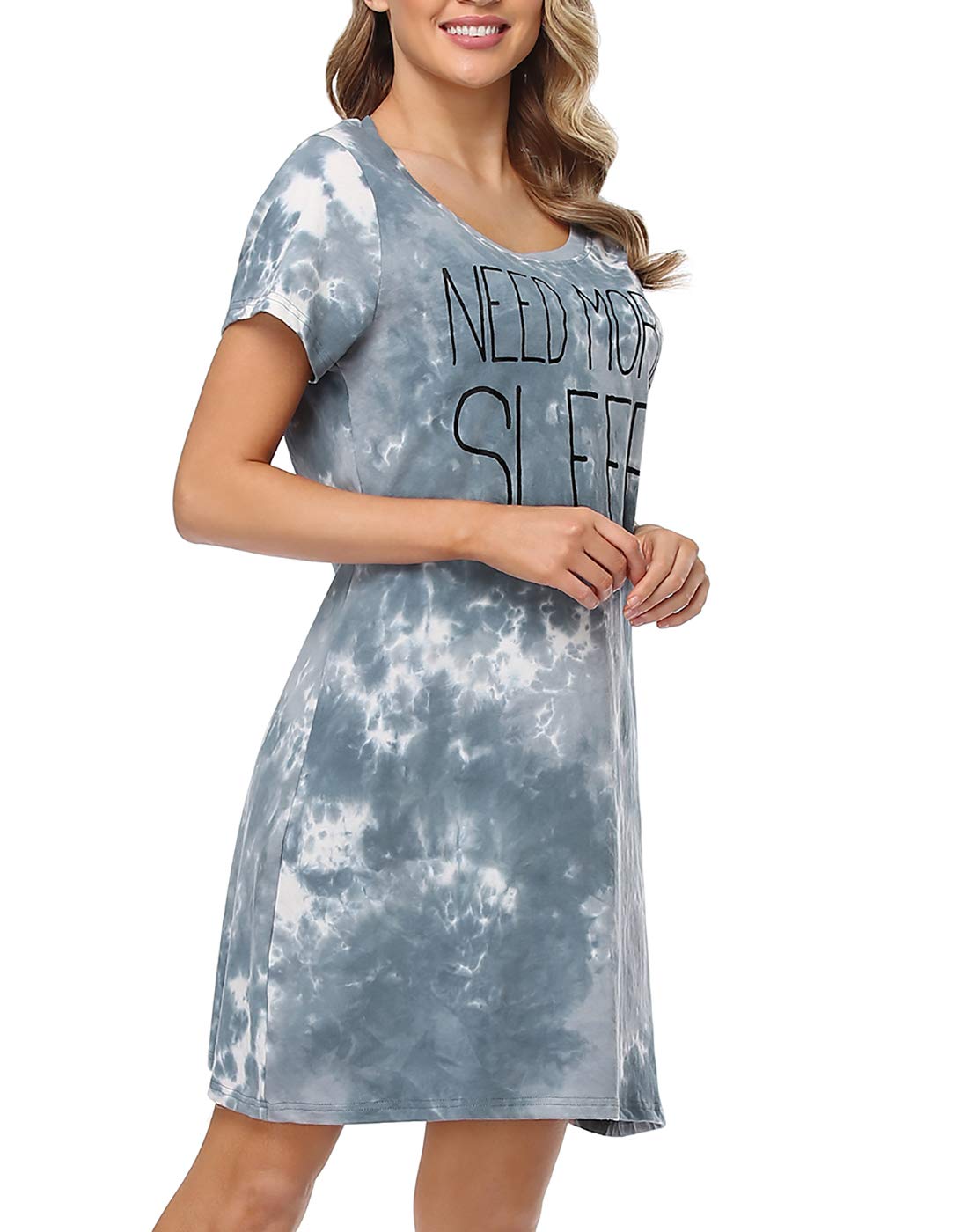 Cotton Nightgown - HDE - Need More Sleep (Tie Dye)