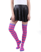 Thigh High Socks - HDE - B. Purple & Pink Stripes