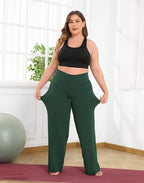 HDE Plus Size Wide Leg Cotton Yoga Pants for Women High Waist Workout Leggings