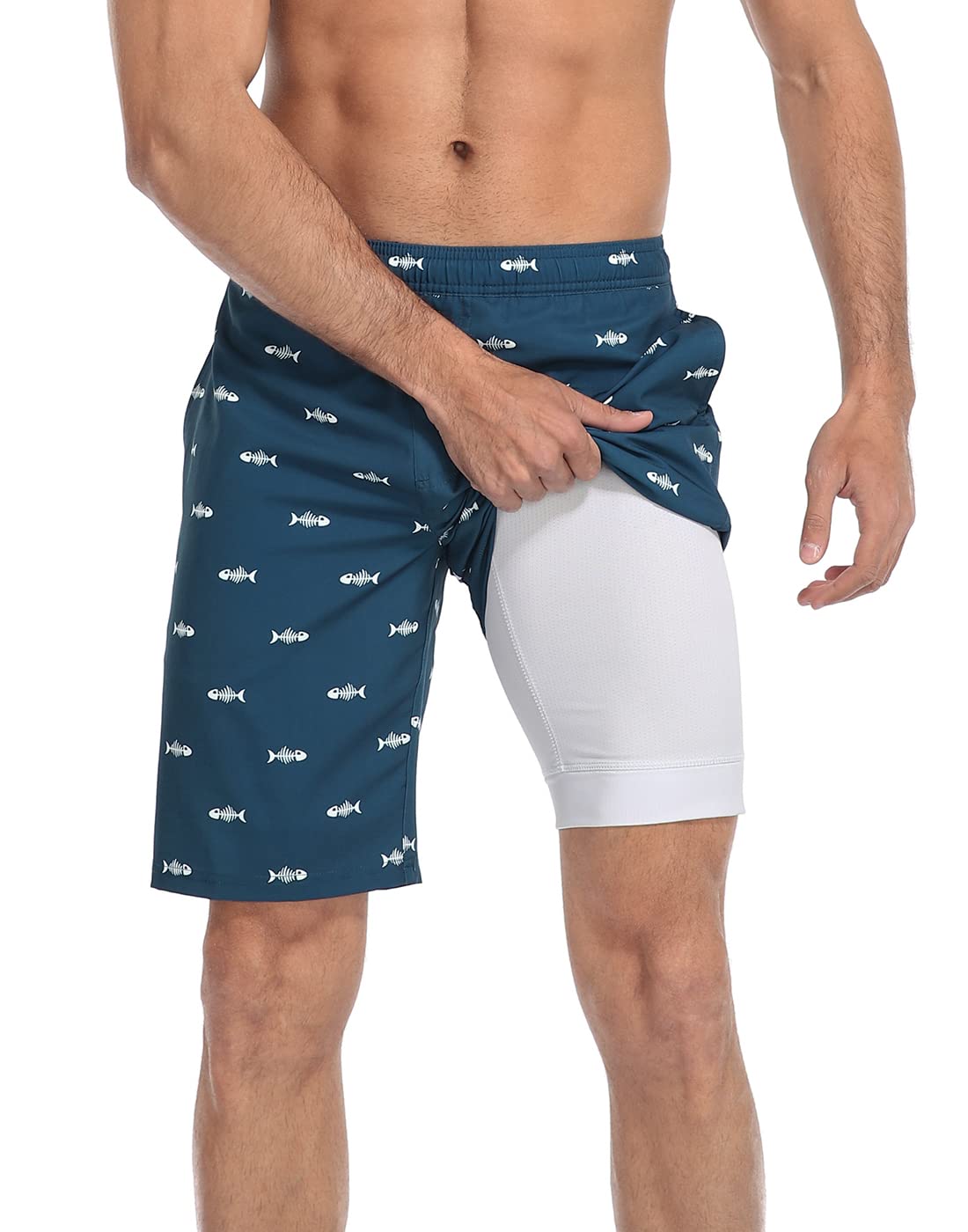 Mens Swim Shorts - LRD - Palm Leaf / Navy