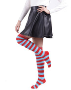 Thigh High Socks - HDE - F. Red & Green Stripes