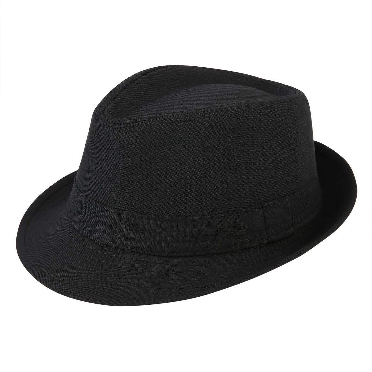 HDE Kid's Short Brim Trilby Fedora Hat (Black) Main image