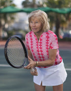 Golf Shirts for Women - LRD - White / Floral
