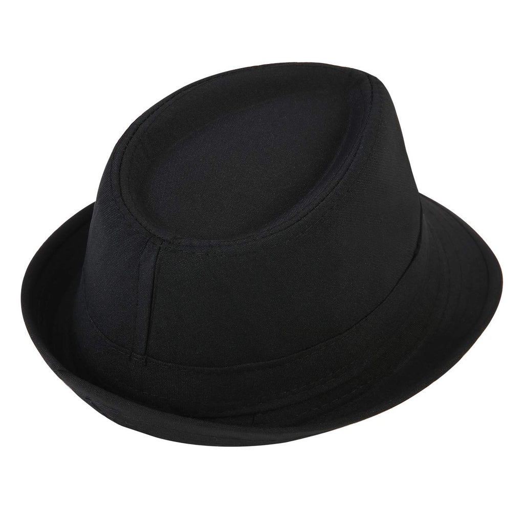HDE Kid's Short Brim Trilby Fedora Hat (Black)