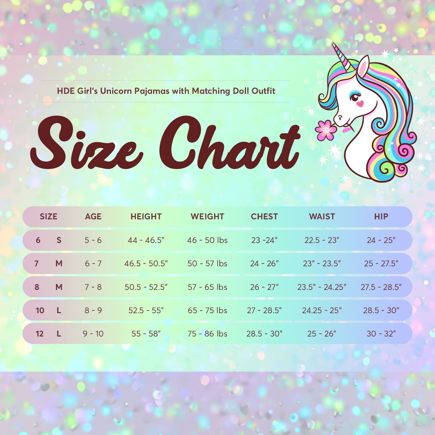 HDE Girls Unicorn Pajamas with Matching Doll Outfit Cotton Pajama Set for Girls Unicorn Love - 10