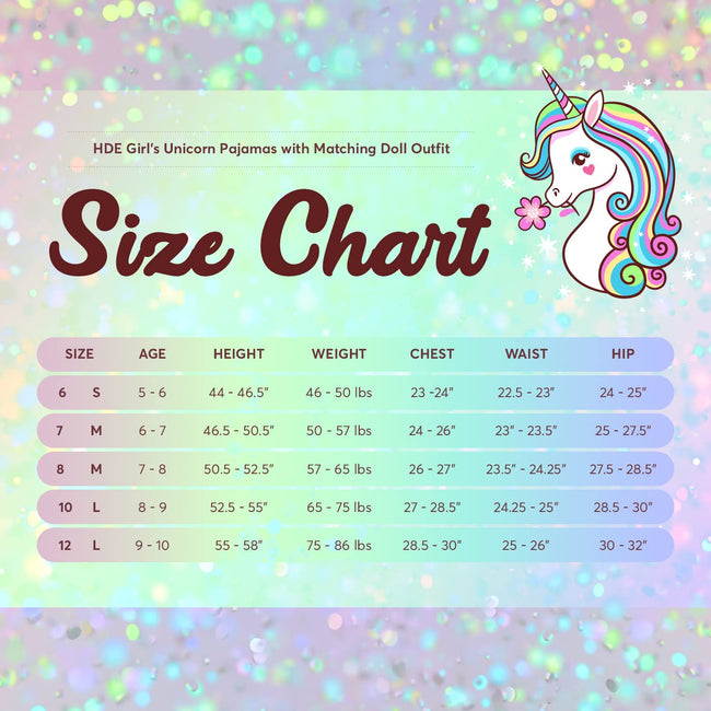 HDE Girls Unicorn Pajamas with Matching Doll Outfit Cotton Pajama Set for Girls Unicorn Love - 10 – view 3