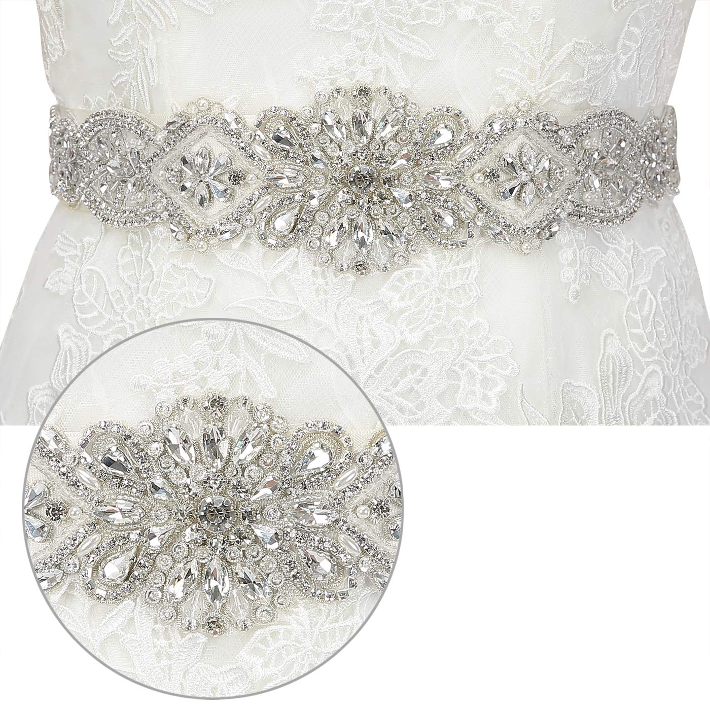 Rhinestone Belt - HDE - White