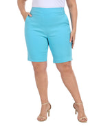 Plus Size Pull On Bermuda Shorts with Pockets and 10" Inseam