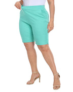 Plus Size Pull On Bermuda Shorts with Pockets and 10" Inseam
