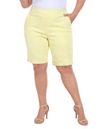 Plus Size Pull On Bermuda Shorts with Pockets and 10" Inseam
