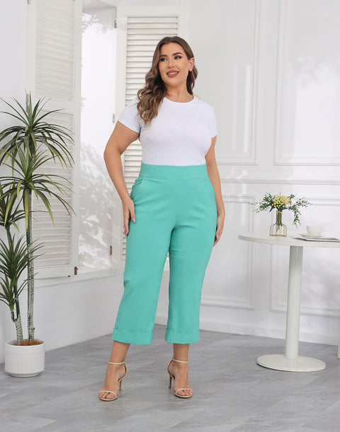 Womens Plus Size Pull On Capris with Pockets