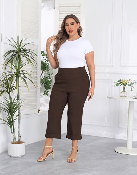 Womens Plus Size Pull On Capris with Pockets