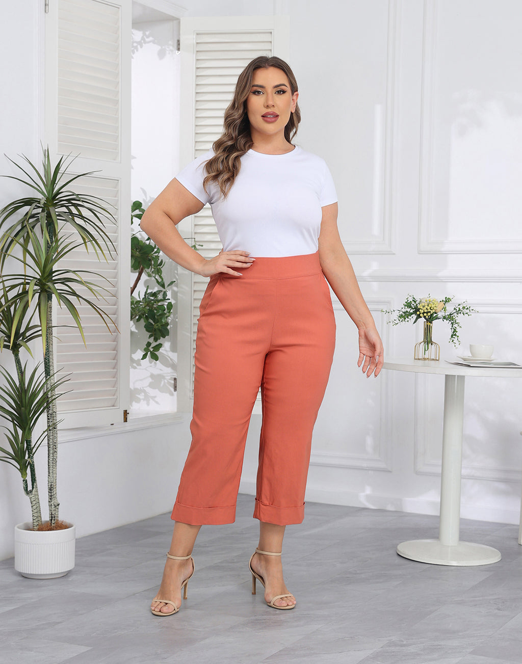 Womens Plus Size Pull On Capris with Pockets