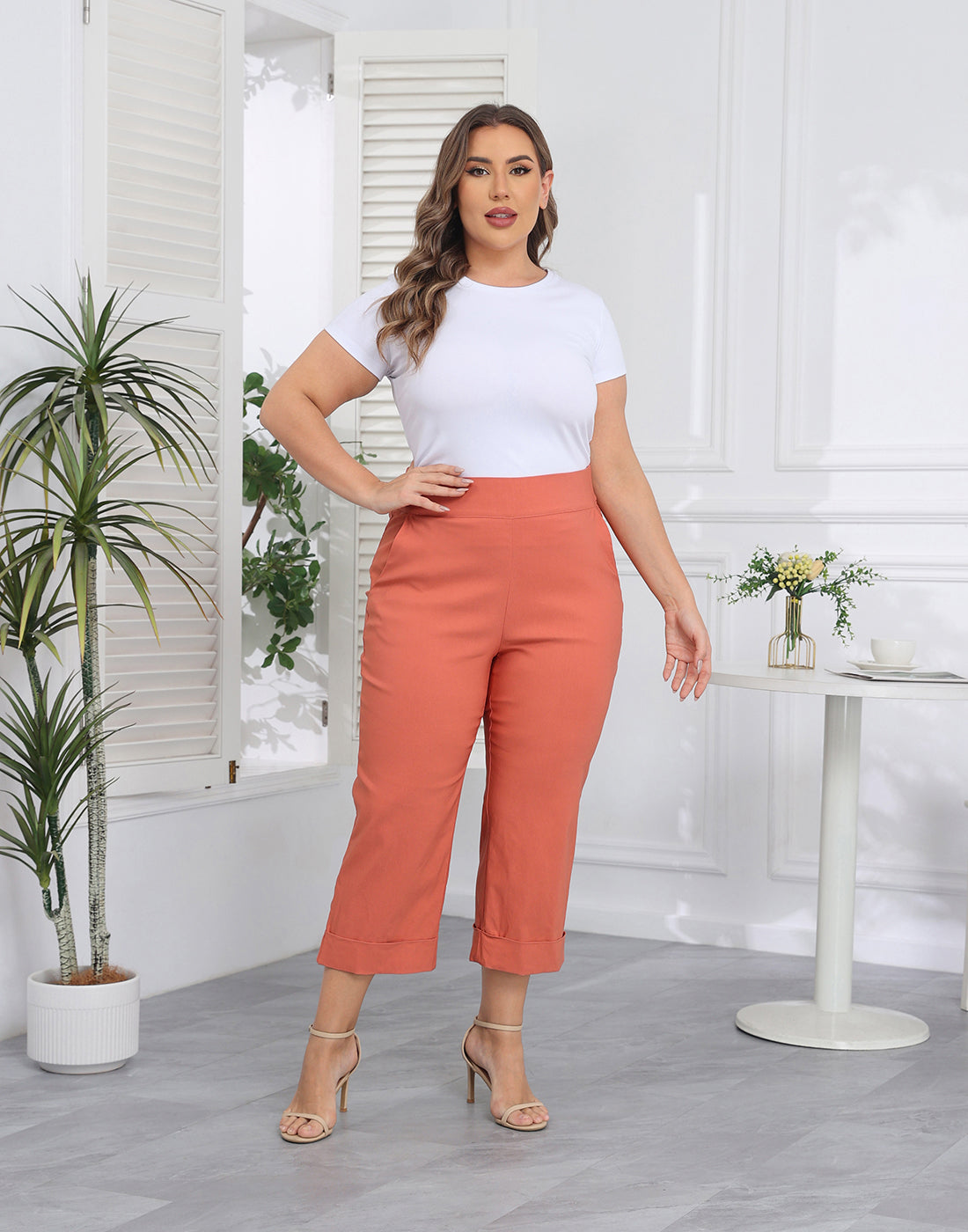 Womens Plus Size Pull On Capris with Pockets