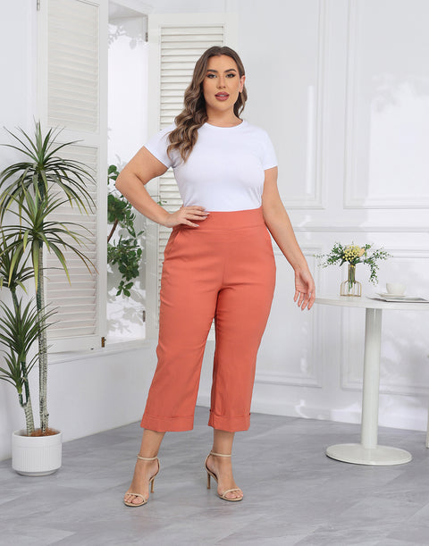 Womens Plus Size Pull On Capris with Pockets