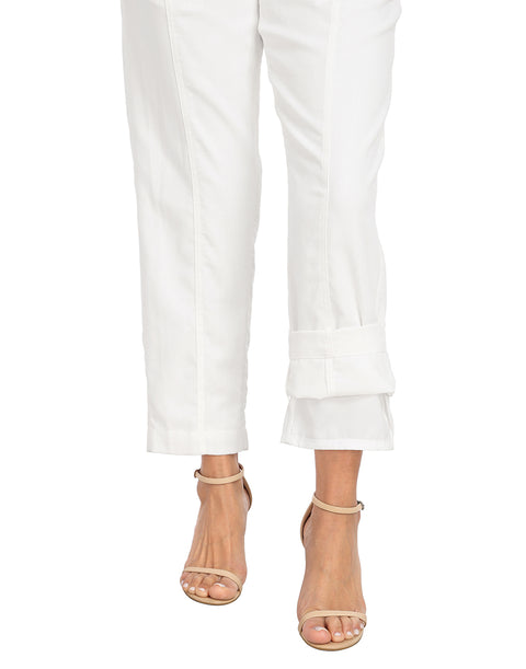 Linen Blend Summer Drawstring Ankle Pants with Pockets