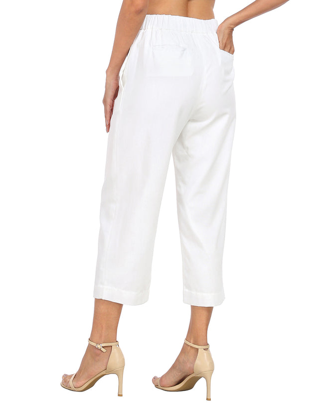 Pull On Linen Capri Pants Wide Leg – close-up detail