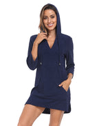 Terry Cloth Beach Cover Up Tunic Dress Swimsuit Coverup with Hood
