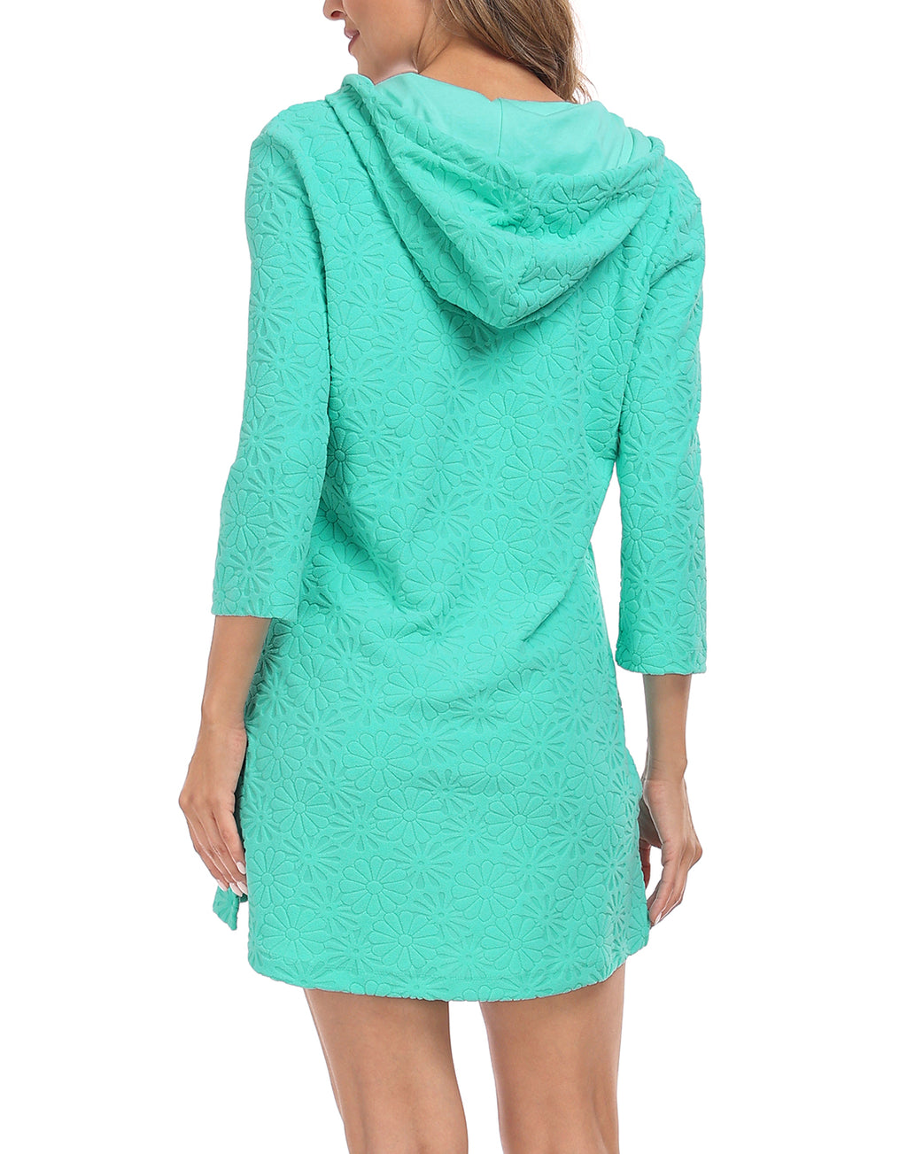 Terry Cloth Beach Cover Up Tunic Dress Swimsuit Coverup with Hood