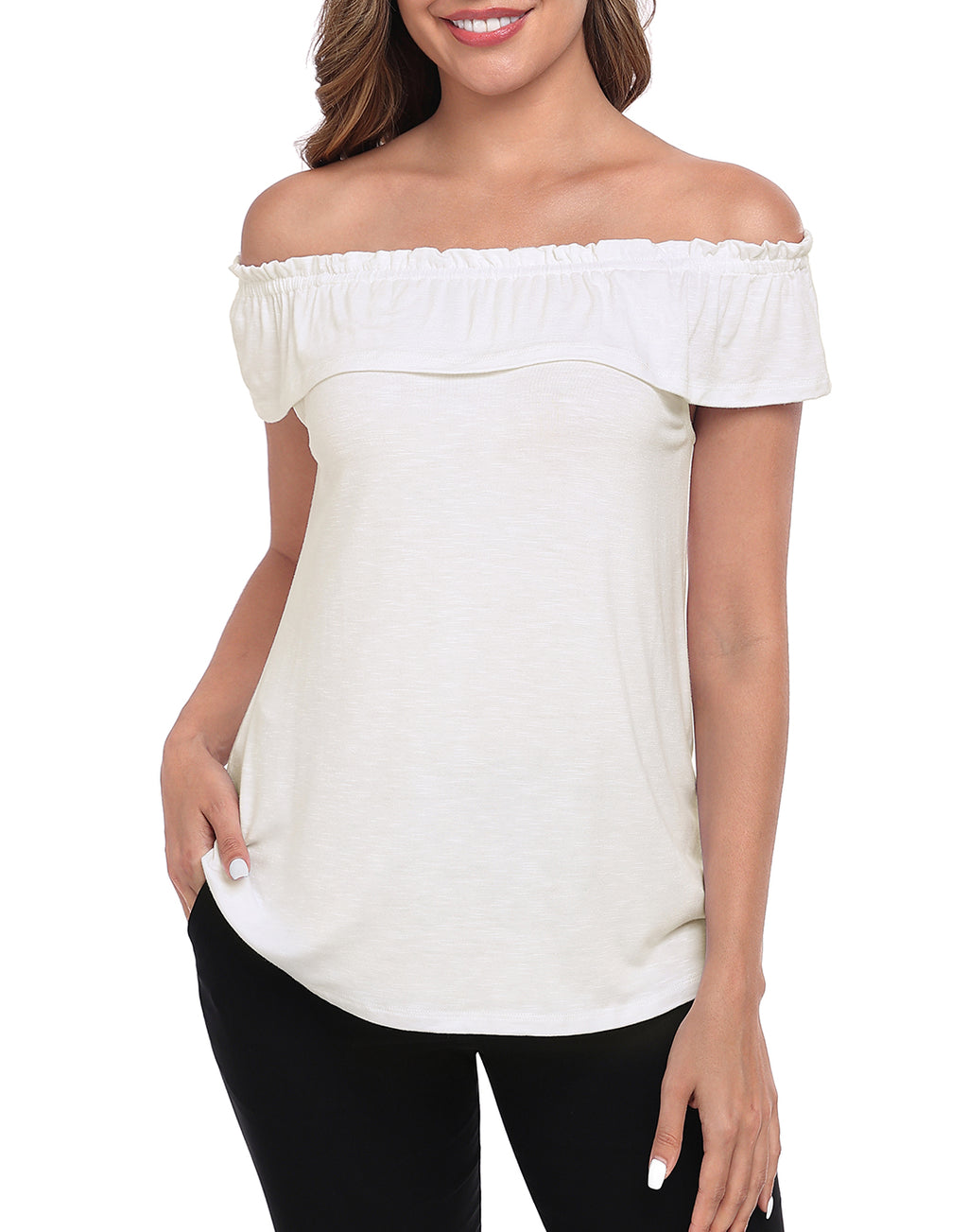 Off Shoulder Ruffle Sleeveless Top - Summer Blouse