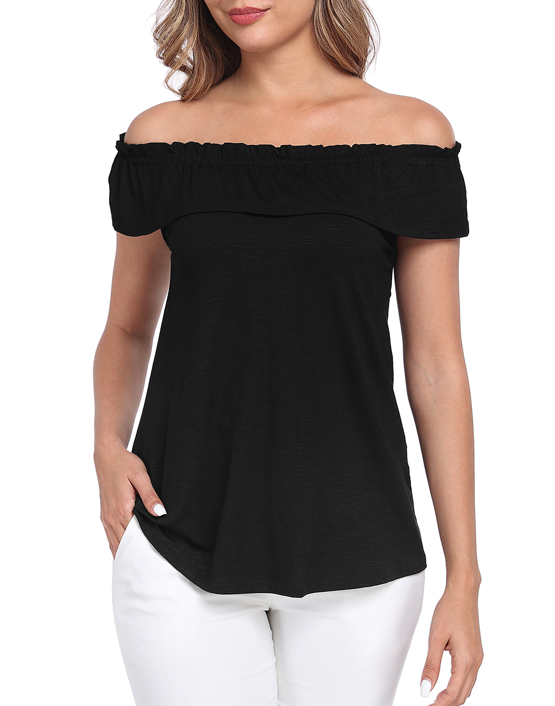 Off Shoulder Ruffle Sleeveless Top - Summer Blouse