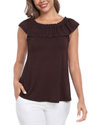 Off Shoulder Ruffle Sleeveless Top - Summer Blouse