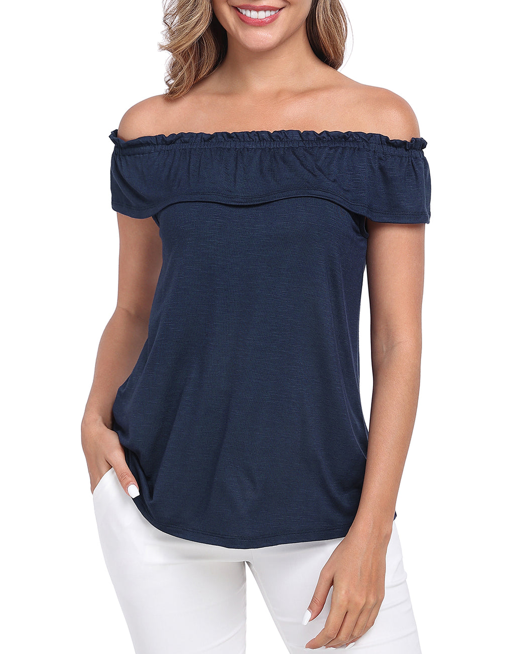 Off Shoulder Ruffle Sleeveless Top - Summer Blouse