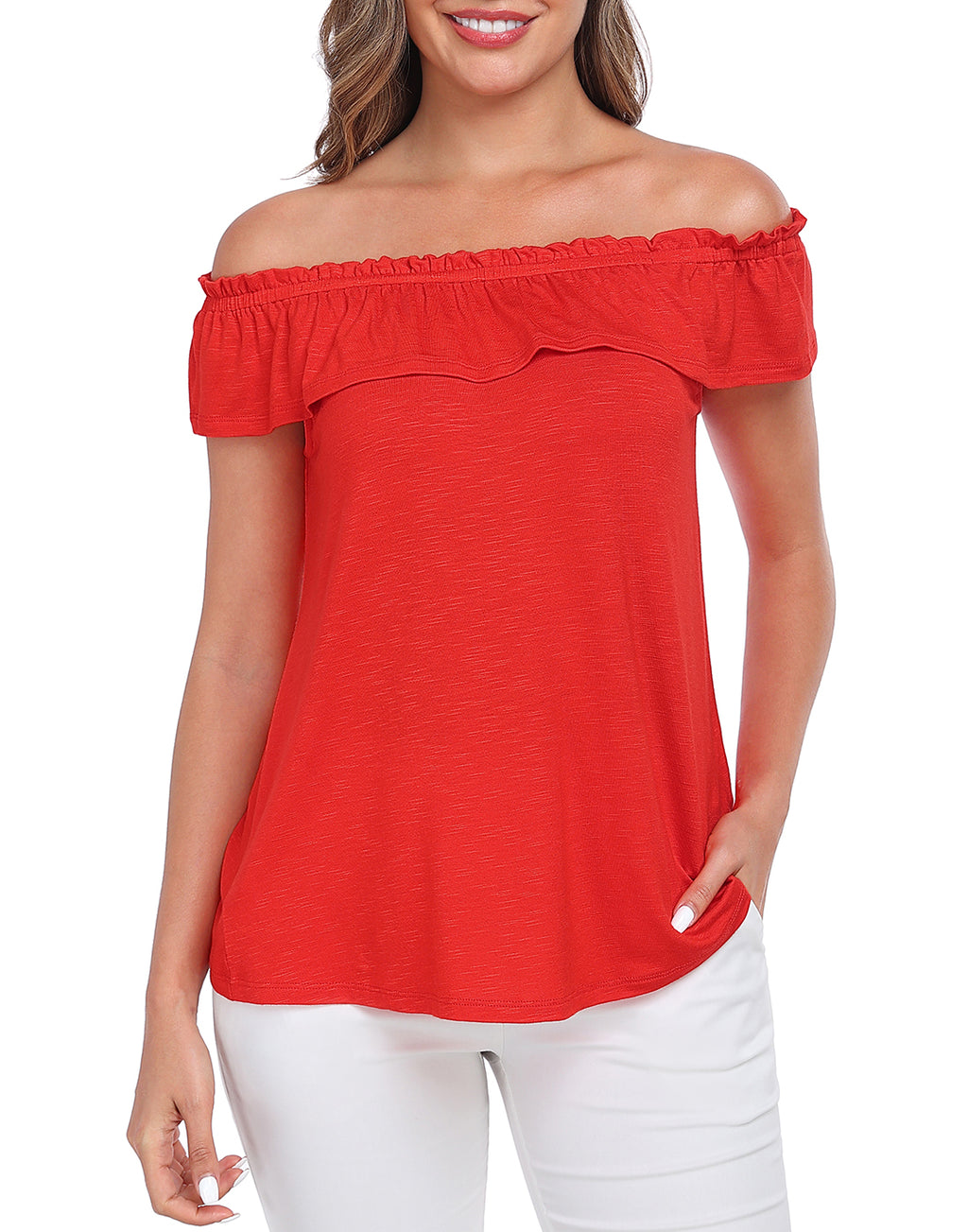 Off Shoulder Ruffle Sleeveless Top - Summer Blouse