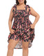Plus Size Romper Dress with Shorts & Pockets in Black Boho Floral